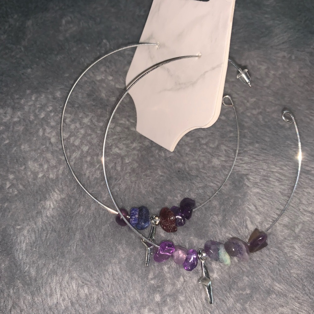 Amethyst Star Hoops